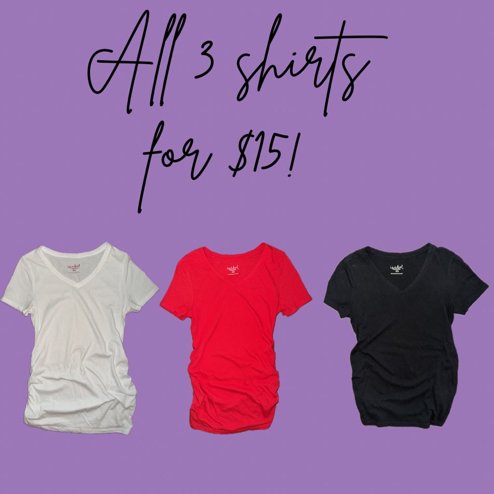 RED WHITE & BLACK V-Neck Maternity T-Shirts